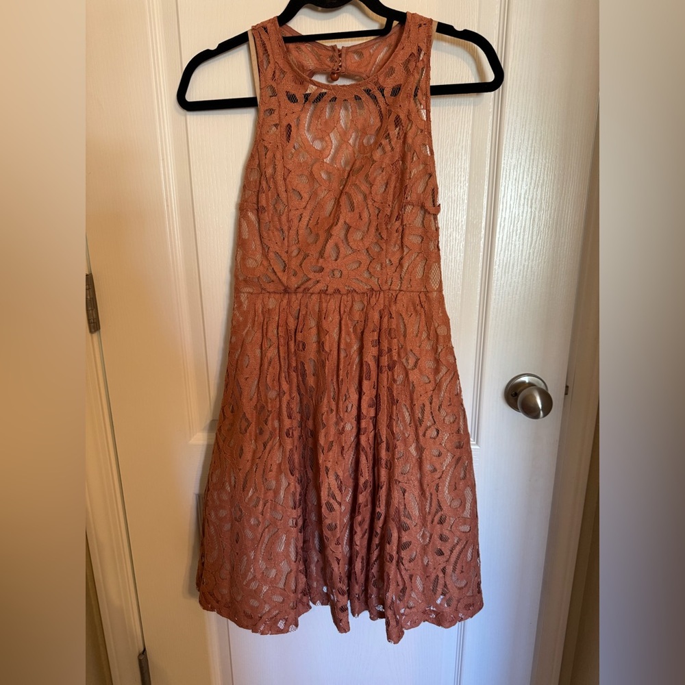 Anthropologie Lace Dress in Rust Orange